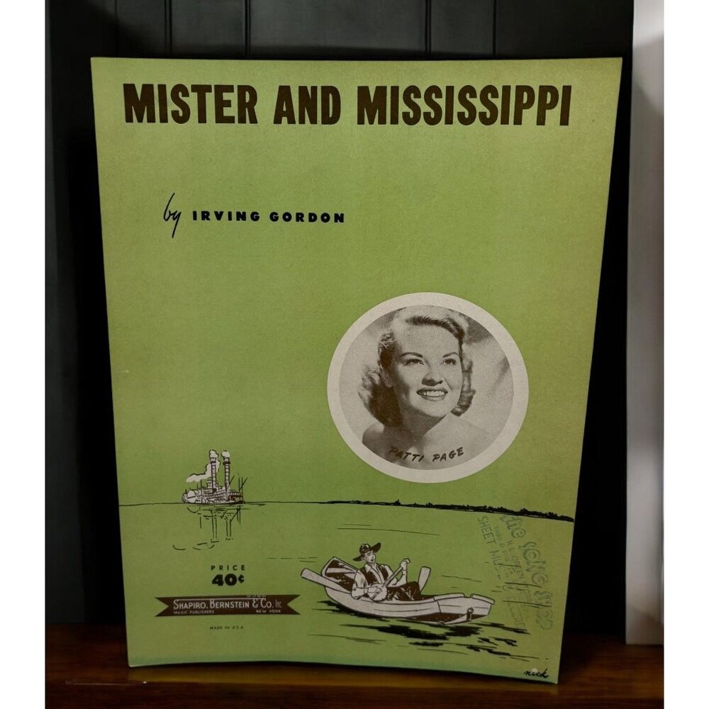 Mister and Mississippi Piano Sheet Music Irving Gordon 1951 Patti Page - Picture 1 of 6